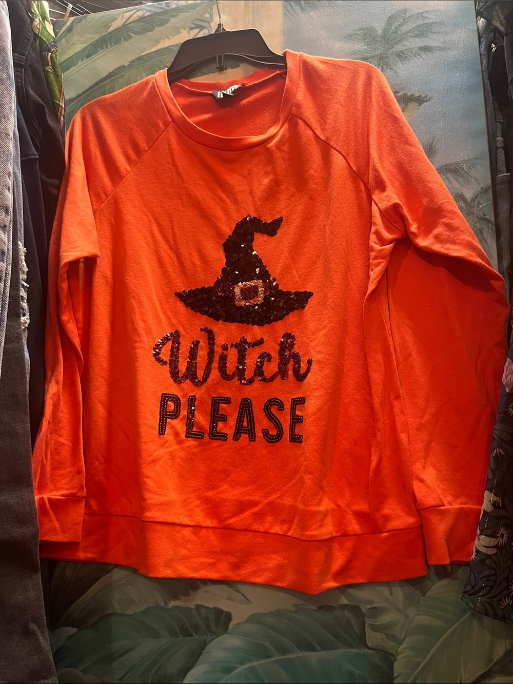 Witch Please" Sequin  Halloween sweatshirt large